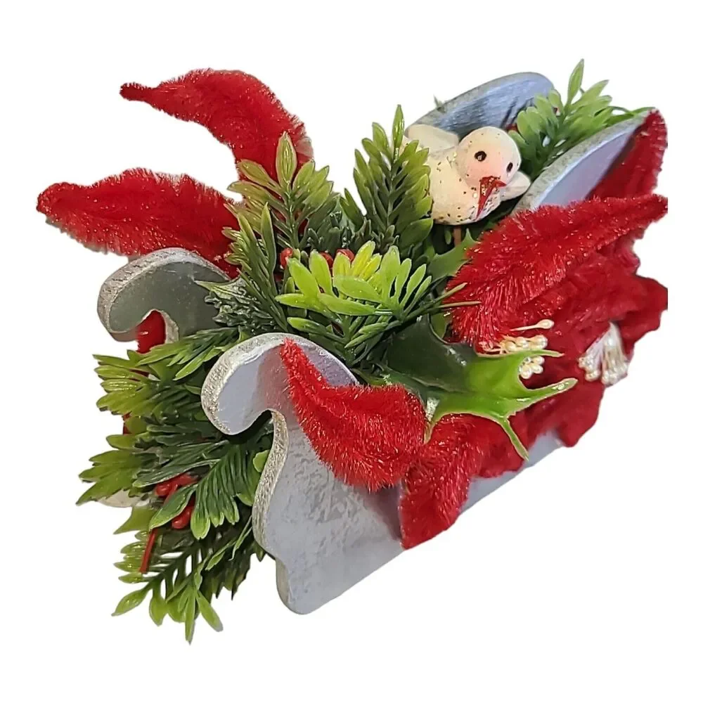 Vintage Kitsch Handmade Christmas Flower Arrangement Centerpiece 8